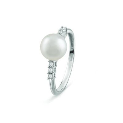 Bliss - Anello In Oro Bianco - Diamante - Perle