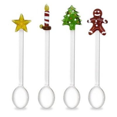 Wd Lifestyle - Set 4 Cucchiaini - Decoro Natalizio - Vetro