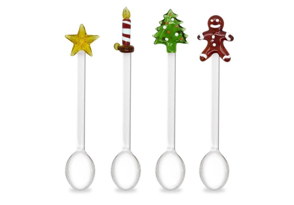 Wd Lifestyle - Set 4 Cucchiaini - Decoro Natalizio - Vetro