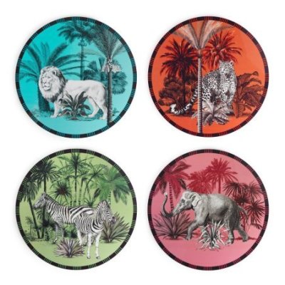 Henriette - Set 4 Sottopiatti Animalier - Multicolor