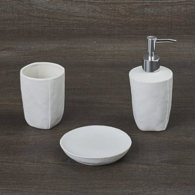 Henriette - Set 3Pz.Bagno Fibra - Porcellana - Bianco