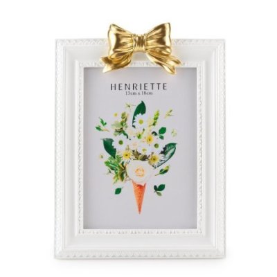 Henriette - Cornice Bow Bianco/Oro - Resina - Ostuni
