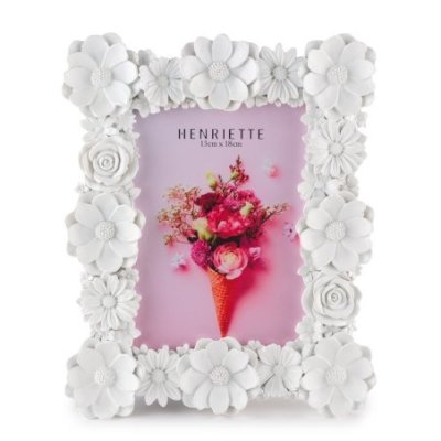 Henriette - Cornice Flowers - Resina - Bianco