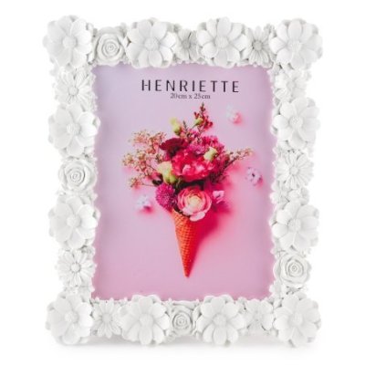 Henriette - Cornice Flowers - Resina - Bianco