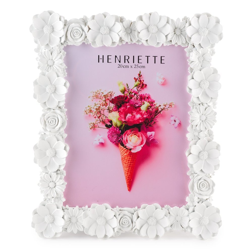 Henriette - Cornice Flowers - Resina - Bianco