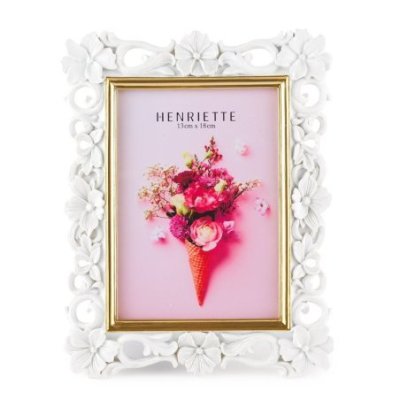 Henriette - Cornice Petit Fleurs - Resina - Bianco