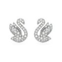 Swarovski - Orecchini A Lobo Swan - Cristalli - Bianco