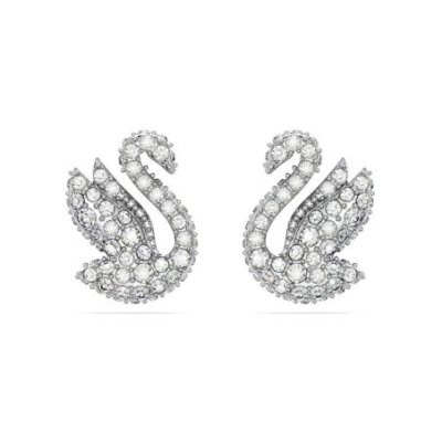 Swarovski - Orecchini A Lobo Swan - Cristalli - Bianco