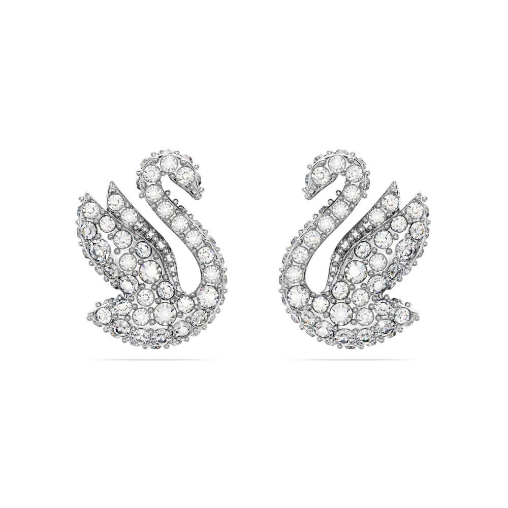 Swarovski - Orecchini A Lobo Swan - Cristalli - Bianco