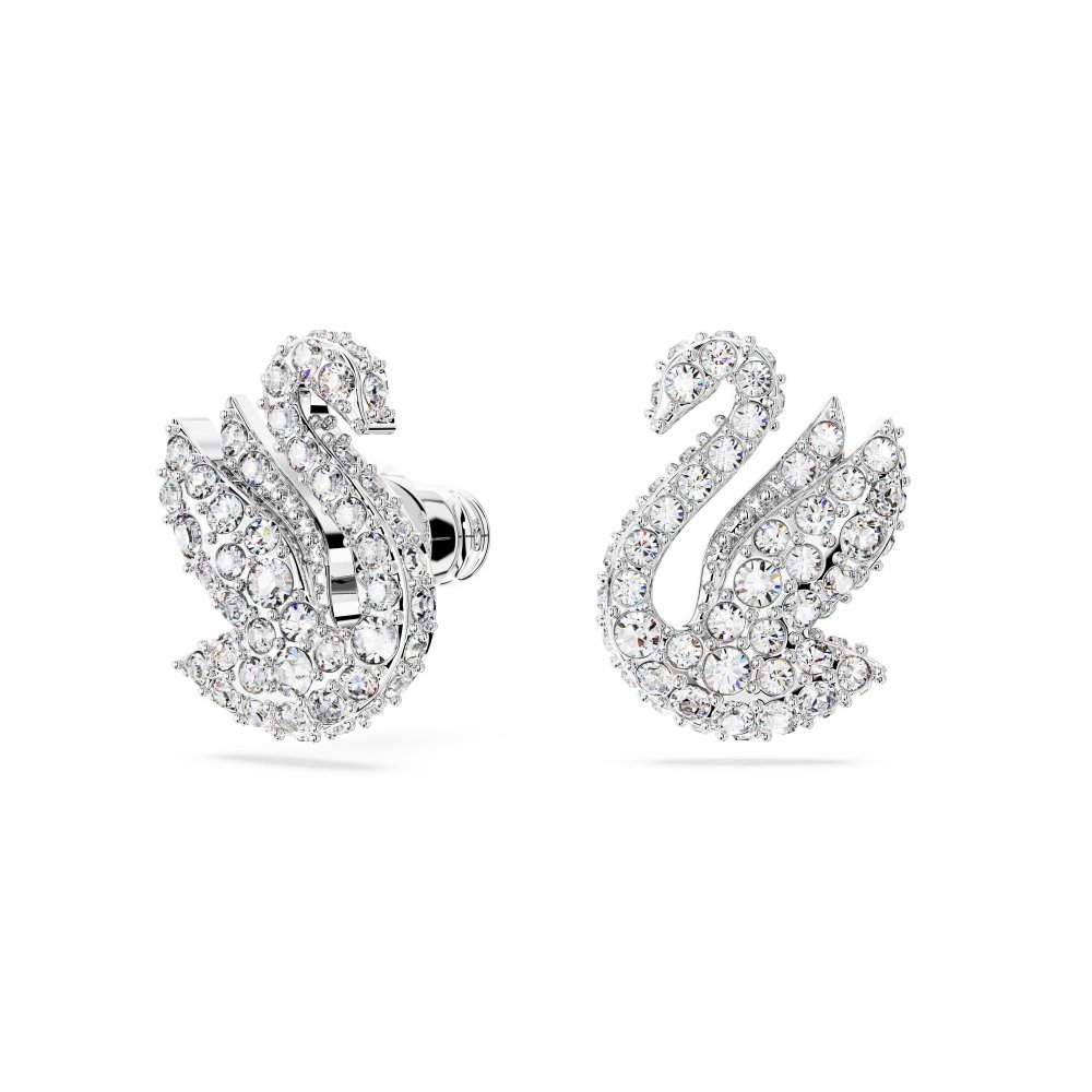 Swarovski - Orecchini A Lobo Swan - Cristalli - Bianco