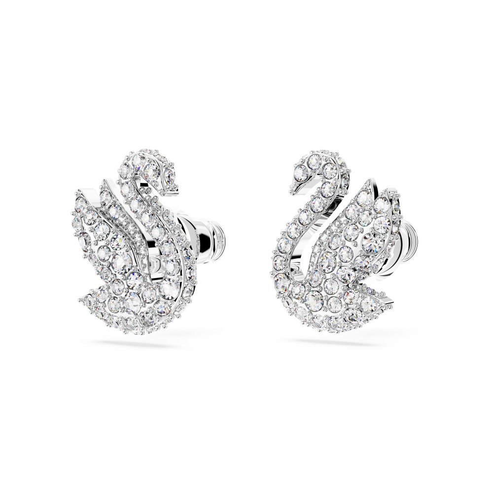 Swarovski - Orecchini A Lobo Swan - Cristalli - Bianco