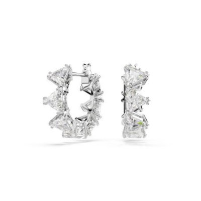 Swarovski - Orecchini A Cerchio Matrix - Bianco - Rodio