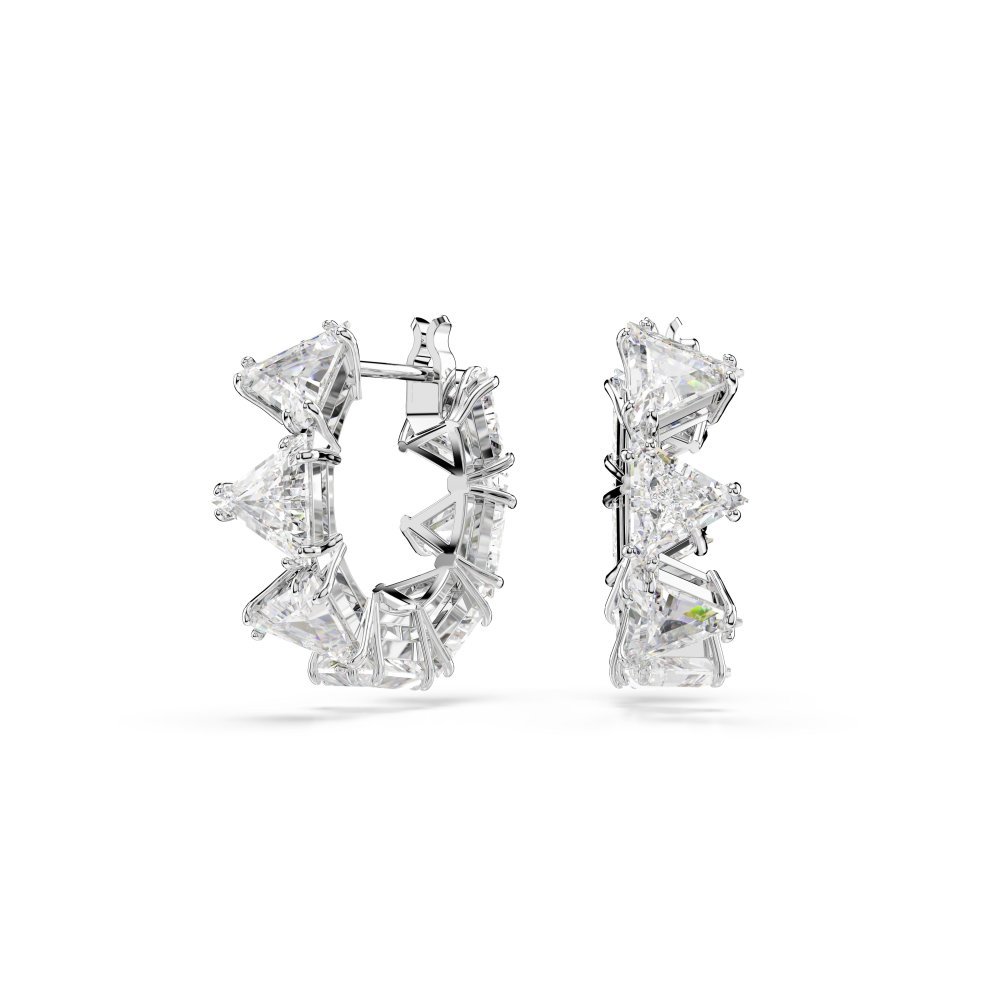 Swarovski - Orecchini A Cerchio Matrix - Bianco - Rodio