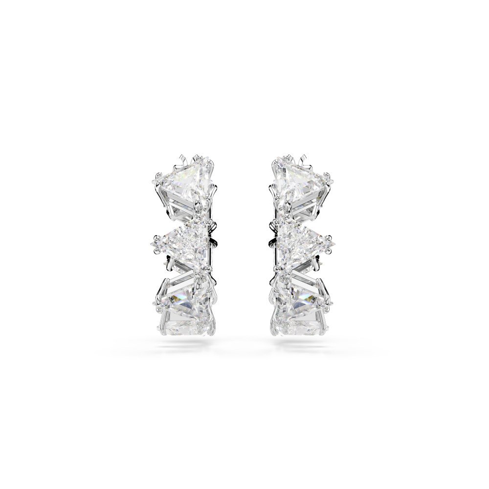 Swarovski - Orecchini A Cerchio Matrix - Bianco - Rodio