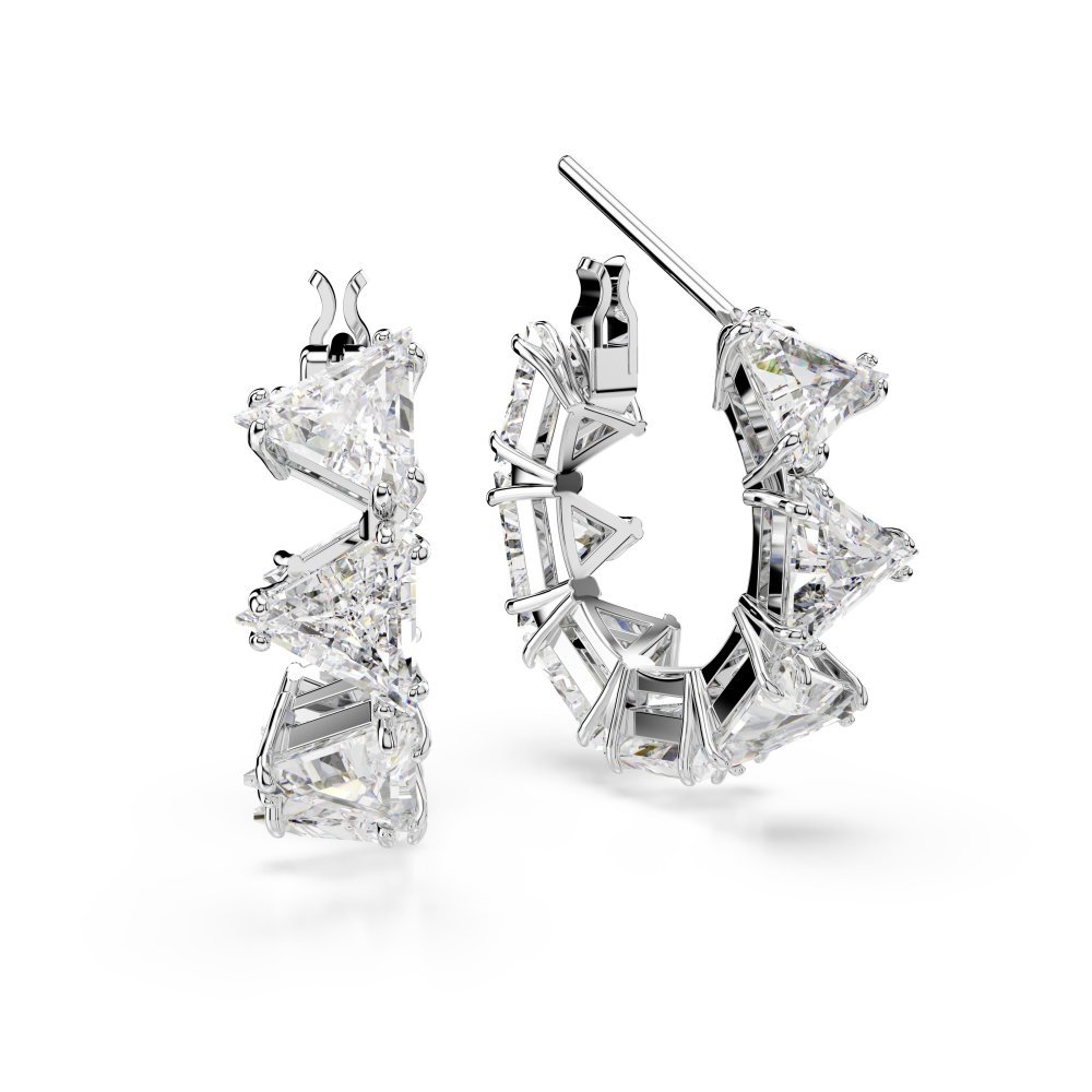 Swarovski - Orecchini A Cerchio Matrix - Bianco - Rodio