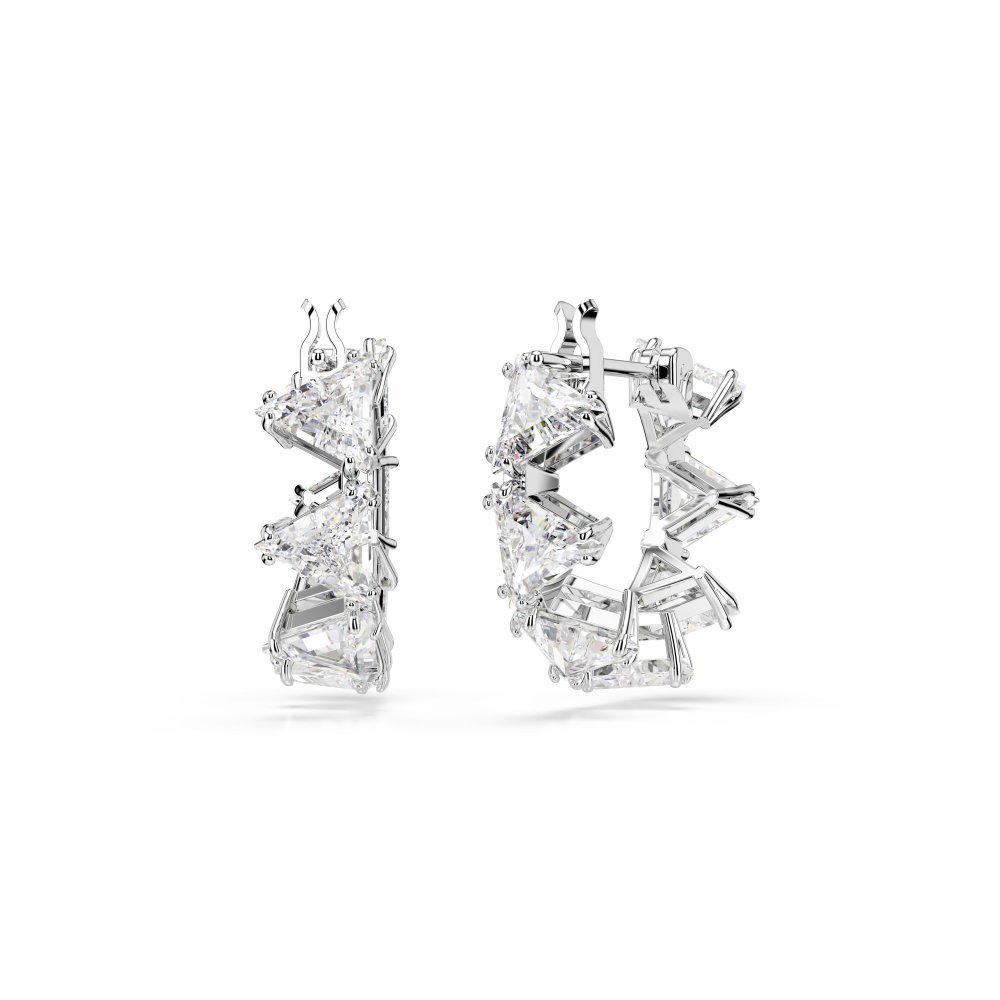 Swarovski - Orecchini A Cerchio Matrix - Bianco - Rodio