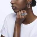 Swarovski - Orecchini A Cerchio Matrix - Bianco - Rodio