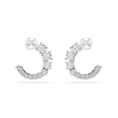 Swarovski - Orecchini A Cerchio Matrix - Bianco - Cristalli