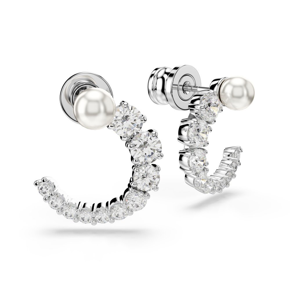Swarovski - Orecchini A Cerchio Matrix - Bianco - Cristalli