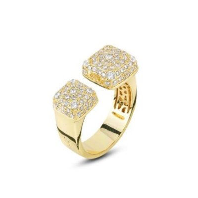 Boccadamo - Anello Oro Giallo - Quadrati Zirconi