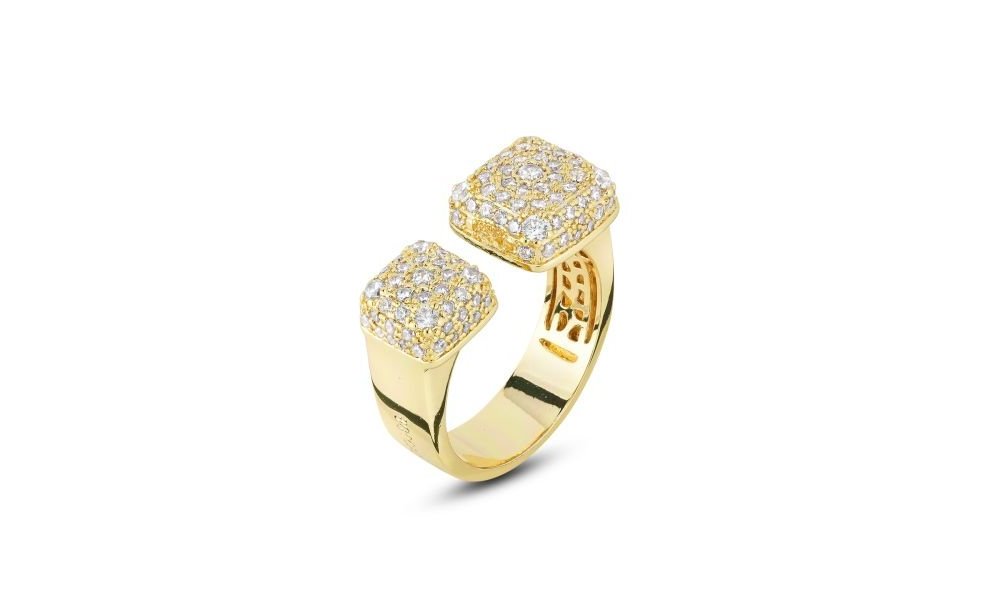 Boccadamo - Anello Oro Giallo - Quadrati Zirconi