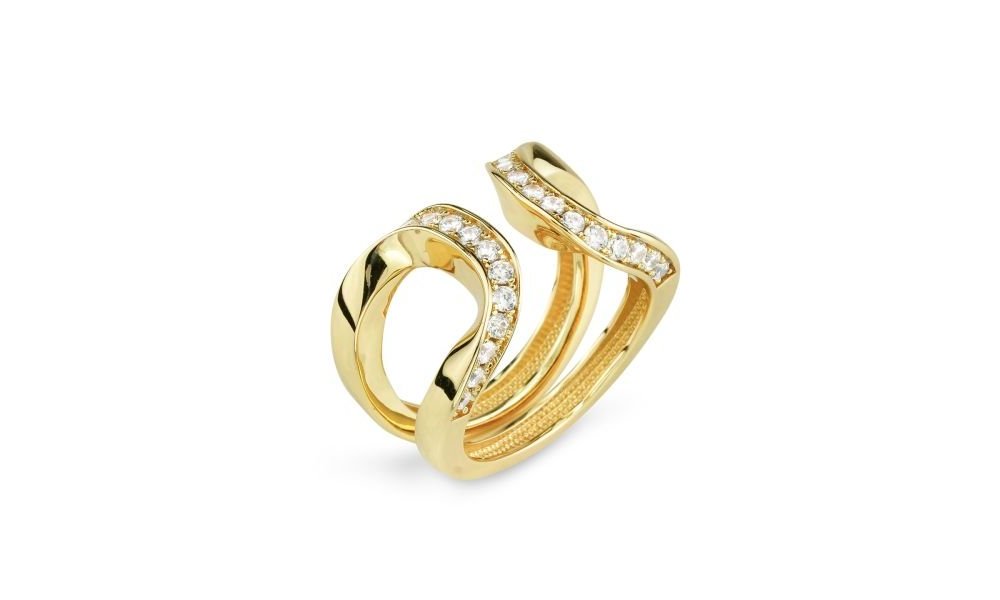 Boccadamo - Anello Oro Giallo - Fascia Doppia - Zirconi