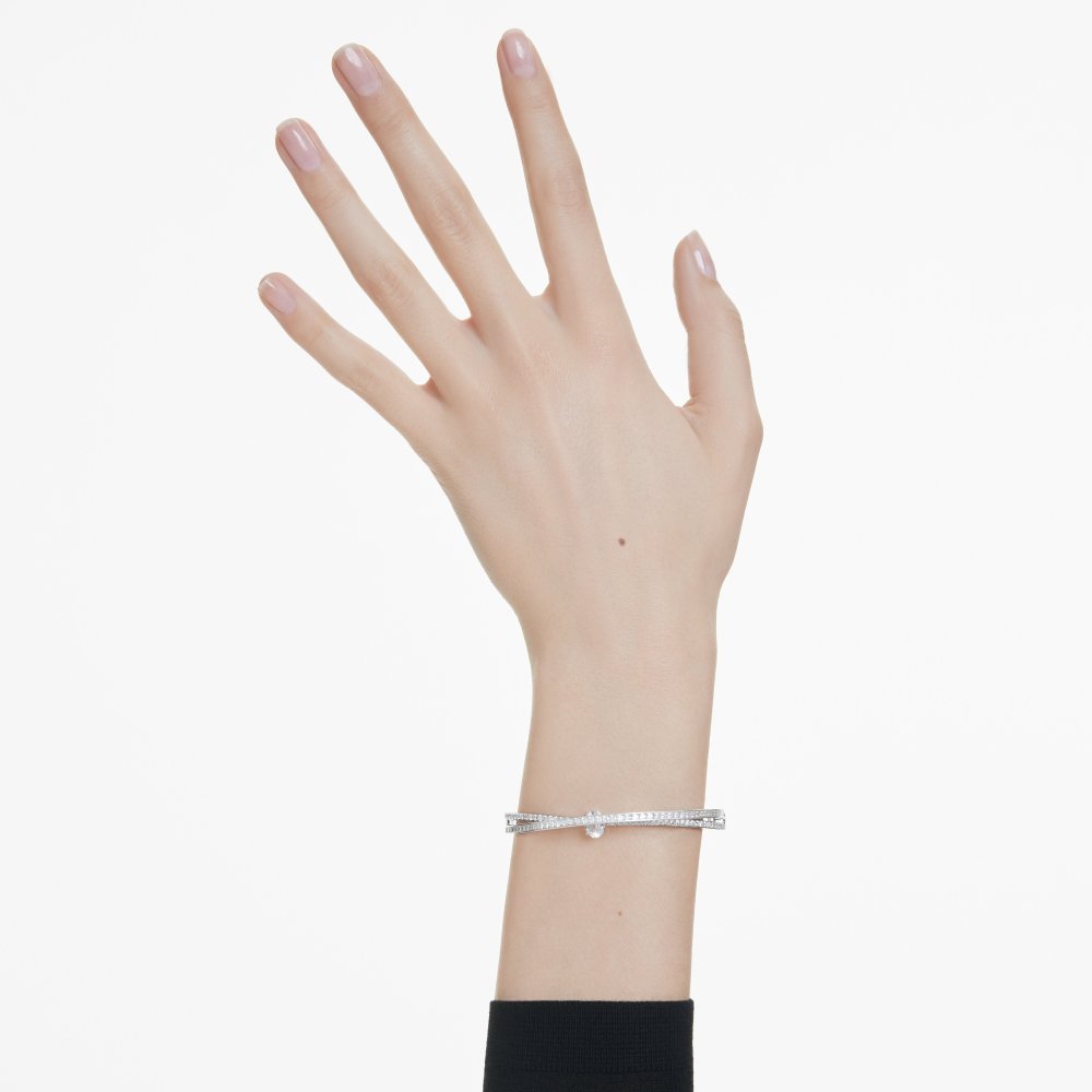 Swarovski - Bracciale Rigido Hyperbola - Cristalli - Bianco