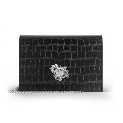 Giovanni Raspini - Pochette Jungle - Pelle Croco - Nera