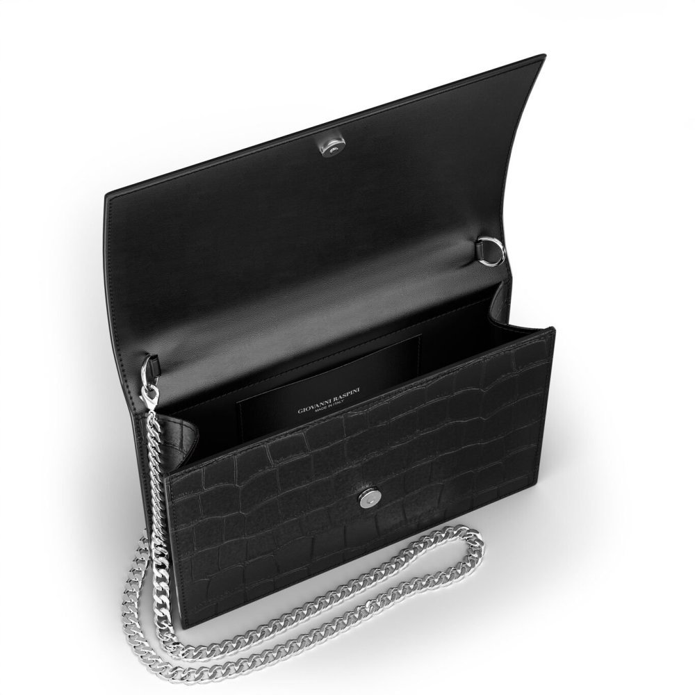 Giovanni Raspini - Pochette Jungle - Pelle Croco - Nera