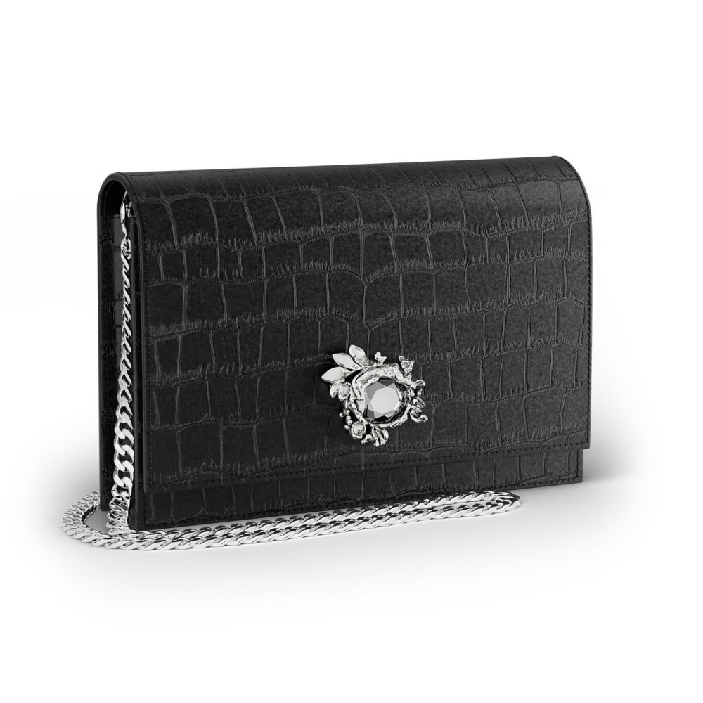 Giovanni Raspini - Pochette Jungle - Pelle Croco - Nera