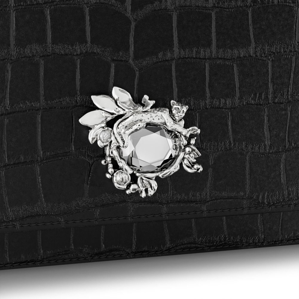 Giovanni Raspini - Pochette Jungle - Pelle Croco - Nera