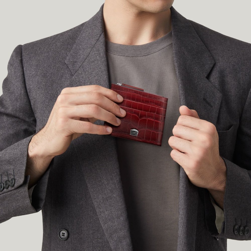 Giovanni Raspini - Portacarte Con Zip - Pelle Croco