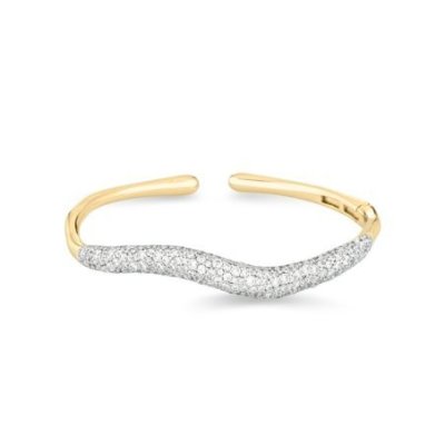Sogni - Bracciale Rigido - Argento Dorato - Zirconi