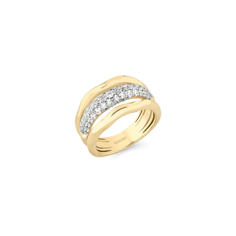 Sogni - Anello In Argento - Zirconi Bianchi - Dorato