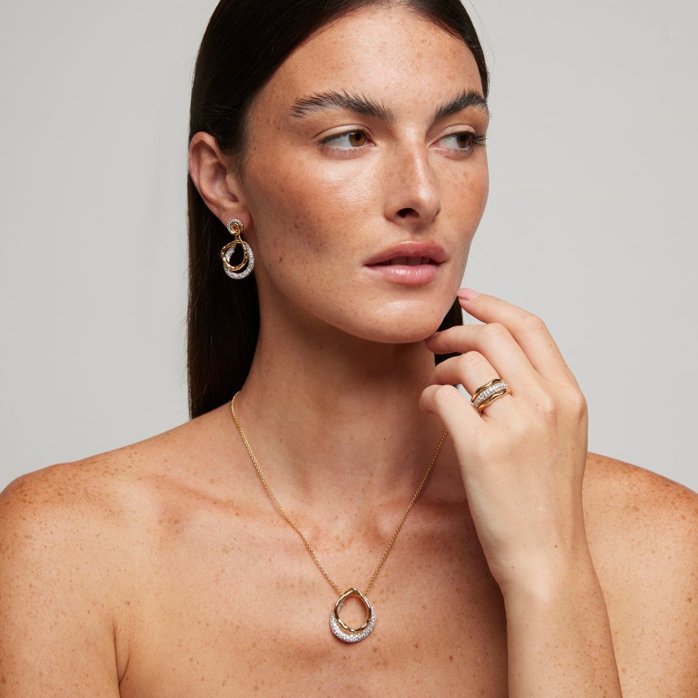 Sogni - Anello In Argento - Zirconi Bianchi - Dorato