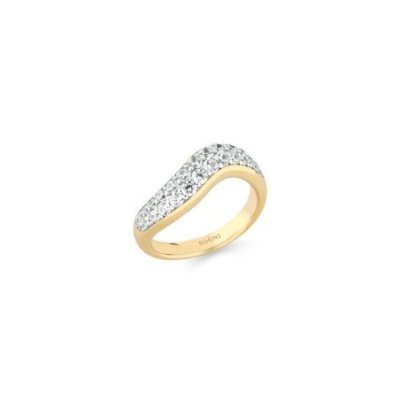 Sogni - Anello A Fascia Ondulata - Argento Dorato - Zirconi