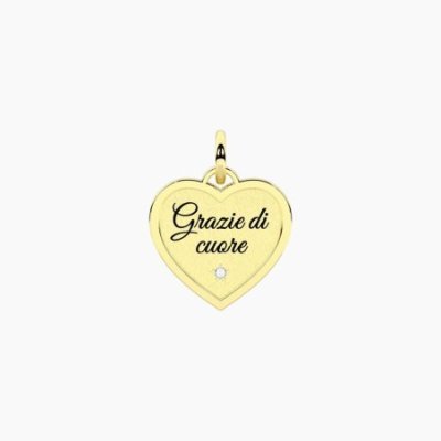 Kidult - Ciondolo Grazie Di Cuore - Acciaio - Cristallo
