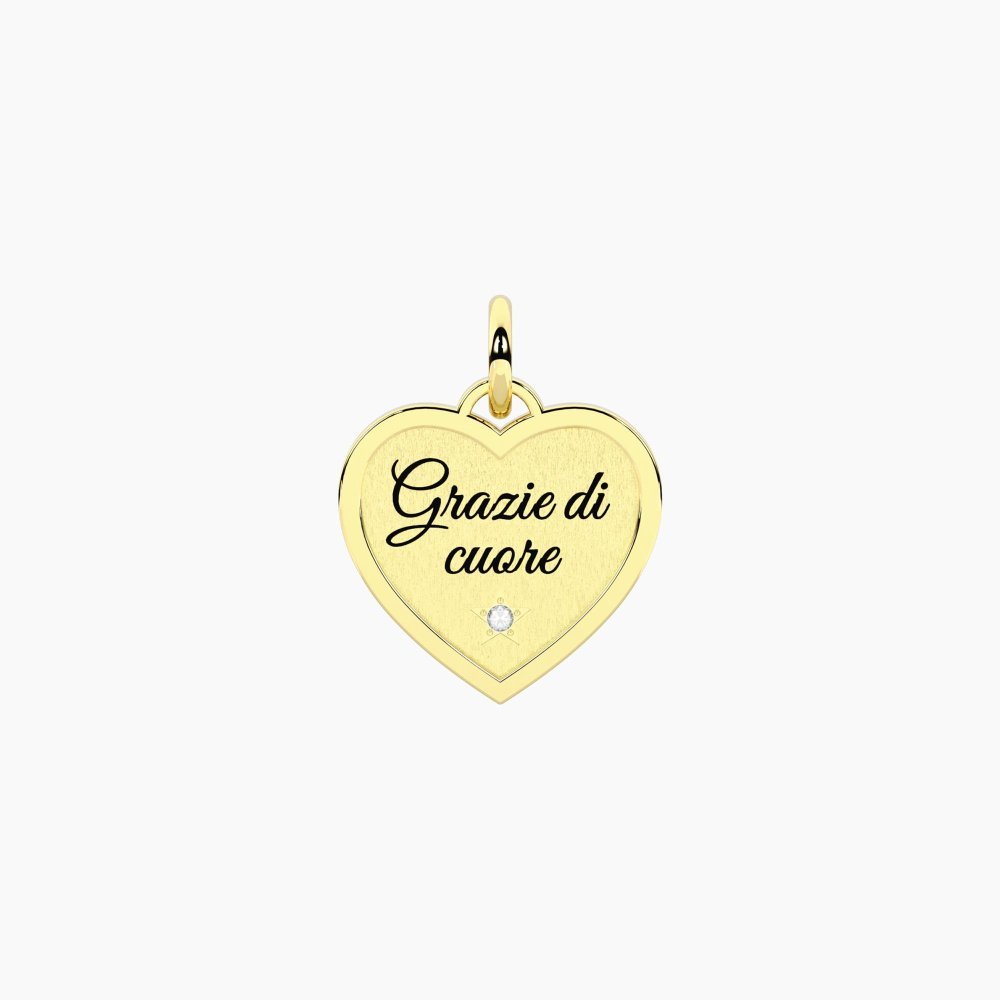Kidult - Ciondolo Grazie Di Cuore - Acciaio - Cristallo