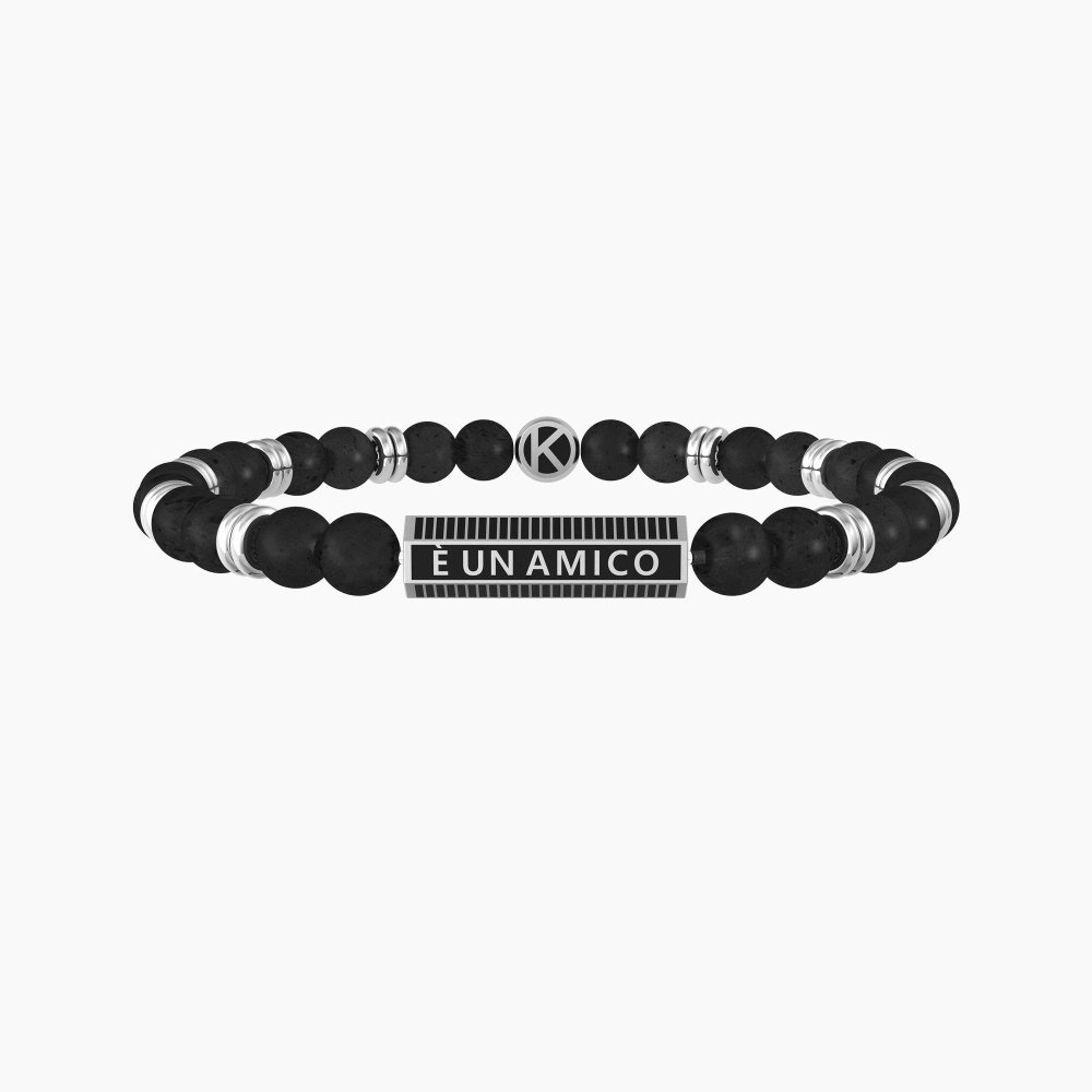Kidult - Bracciale Fratello - Acciaio - Pietra Lavica