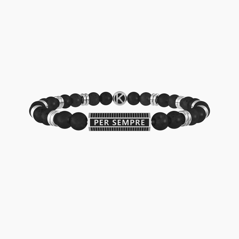 Kidult - Bracciale Fratello - Acciaio - Pietra Lavica