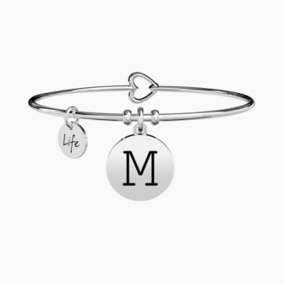 Kidult - Bangle Con Lettera M - Acciaio - Cristallo