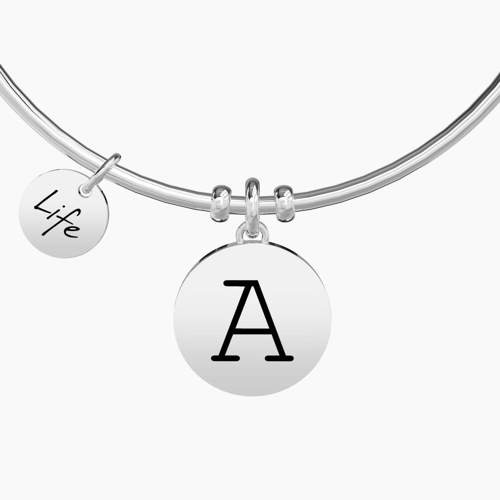 Kidult - Bangle Con Lettera A - Acciaio - Cristallo