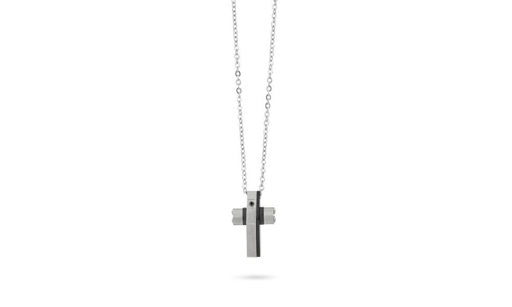 Boccadamo - Collana Uomo - Acciaio Inossidabile - Zircone Nero Boccadamo - Collana Uomo - Acciaio Inossidabile - Zircone Nero