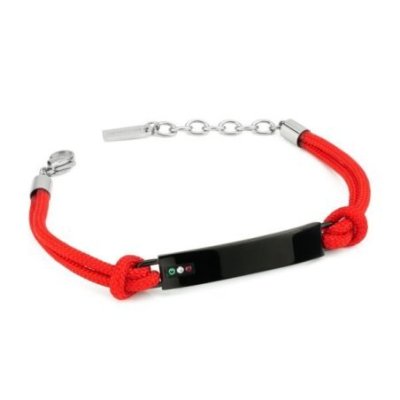 Boccadamo - Bracciale Uomo - Acciaio - Cordino Rosso
