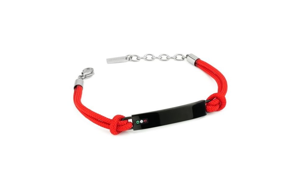 Boccadamo - Bracciale Uomo - Acciaio - Cordino Rosso
