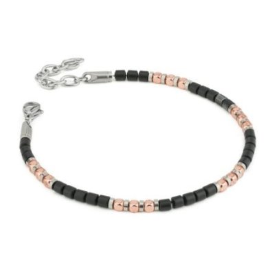 Boccadamo - Bracciale Uomo - Agata Nera - Ematite Rosa