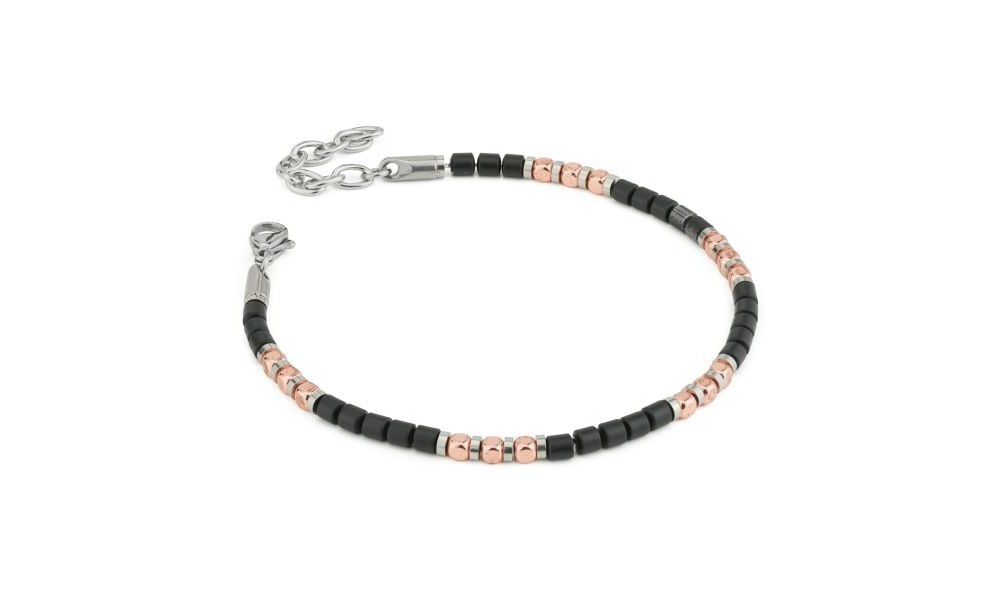Boccadamo - Bracciale Uomo - Agata Nera - Ematite Rosa