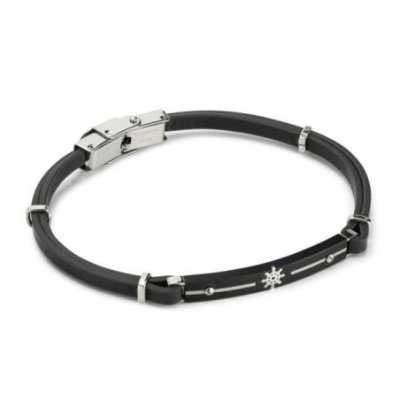 Boccadamo - Bracciale Uomo - Ecopelle Nera - Timone