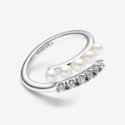 Anello Intreccio con Perle d’Acqua Dolce Coltivate e Pavè