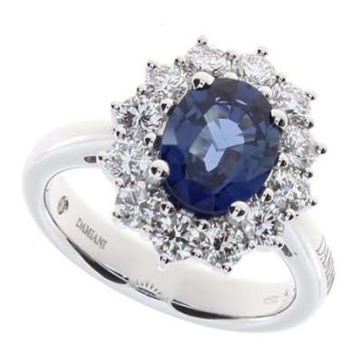 Damiani - Anello Gemme D - Oro Bianco - Diamante/Zaffiro